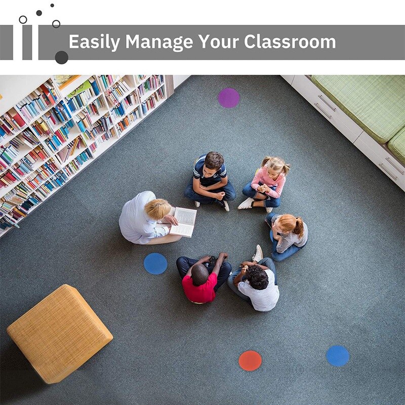 Sit Spots for Classroom - 4 Inch Poly Spot Dot Floor Carpet Markers Flexible Seating for Kids Social Distancing -30 Pcs