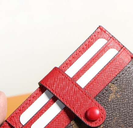 Women Luxury Print Vintage Wallet Card Clutch Short Ladies Purse Credit Card Holder 4 Card Slot/Tri-fold Purse with Box: red coffee print