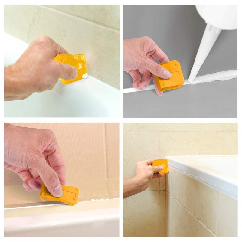 17 Pieces Caulking Tool Kit Silicone Sealant Finishing Tool Grout Scraper Caulk Remover and Caulk Nozzle and Caulk Caps