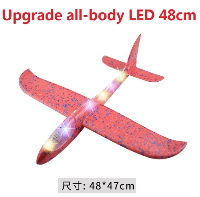 Foam Plane Glider Kids AirPlanes Led Lamps Flying Mode Inertial Aircraft Children Outdoor Hand Throwing Sports Toys: all LED red 48