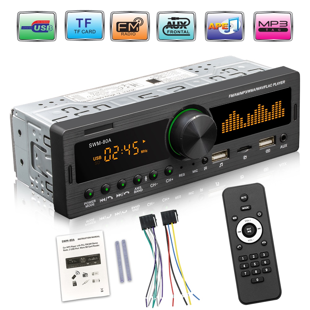 1Din autoradio Multimedia vivavoce lettore MP3 FM AM Audio 12V ingresso USB/SD/AUX nel localizzatore di trattini unità principale Stereo automatica