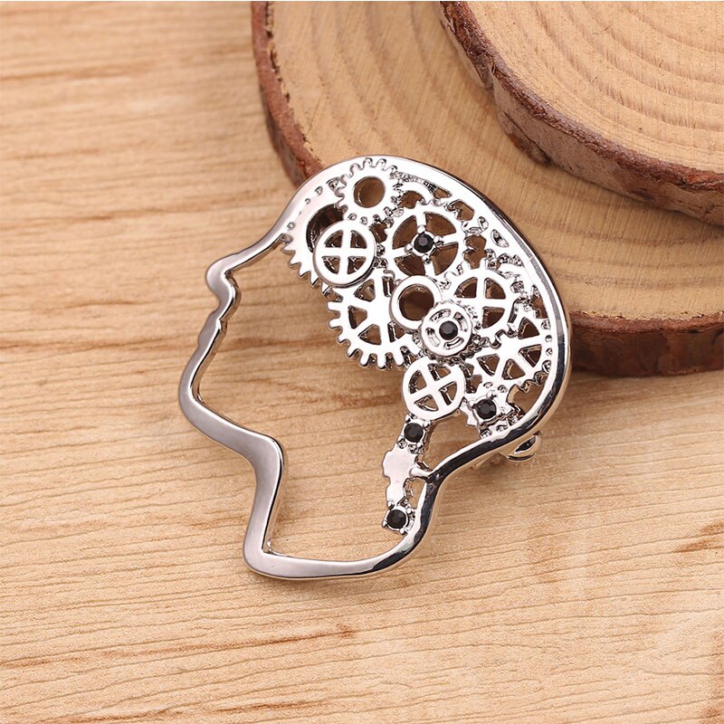 DoreenBeads Mode Pin Broches Cerebrum/Hersenen Stijl Goud Zilver Kleur Creatieve Accessoires Charms 3.3cm x 2.9 cm, 1 stuk: 2