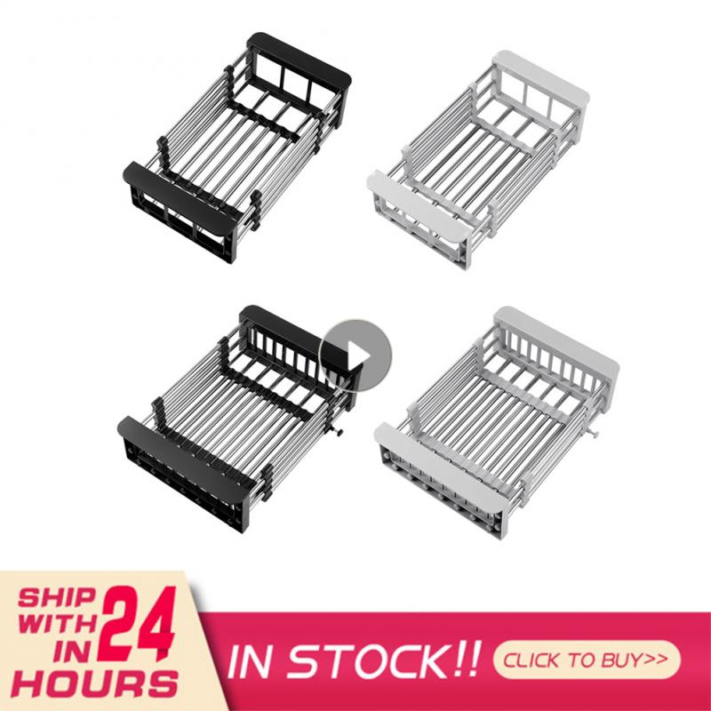 Égouttoir à vaisselle extensible en acier inoxydable, égouttoir réglable pour légumes et fruits, évier de cuisine