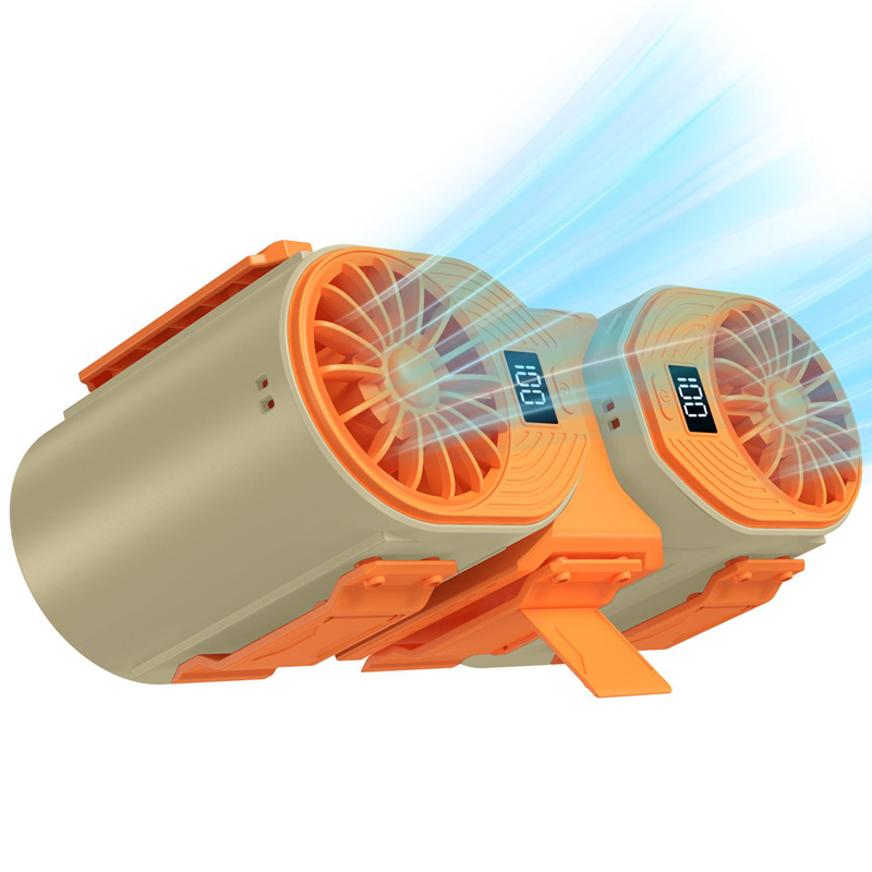 Genopladelig xiaomi talje-halsventilator 10000 mah 20000 o/min 24h driftstider 5 hastigheder dobbelte motorer bælteklips udendørs kontorkøleventilator: Khaki