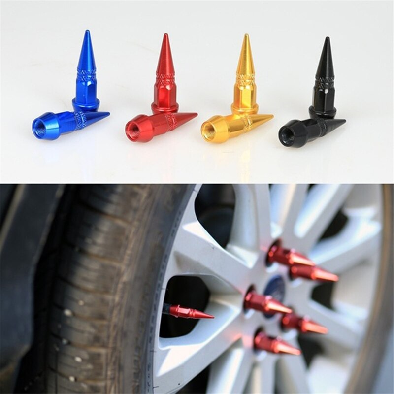 Tapones de válvula para rueda de coche y motocicleta, en forma de pincho, a prueba de polvo, 4 Uds.