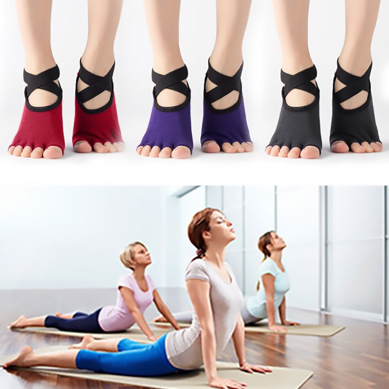 Women Yoga Backless Five Toe Anti-Slip Ankle Pilates Fitness Gym Ladies Sports
