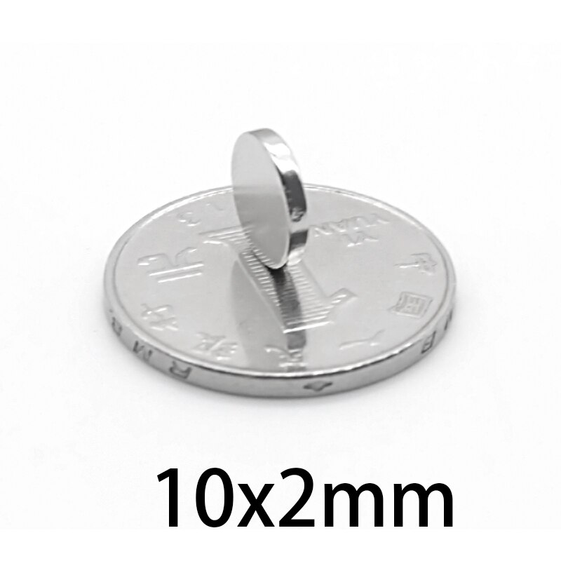 Imán redondo para nevera, disco circular de neodimio permanente, imanes fuertes NdFeB de 10x2mm, 10-800 Uds.