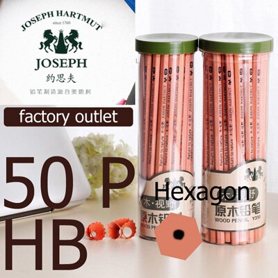 Lápices de madera HB 2B, juego de lápices de dibujo, Centro negro, madera cruda, no tóxico,: 50P-HB-Hexagon