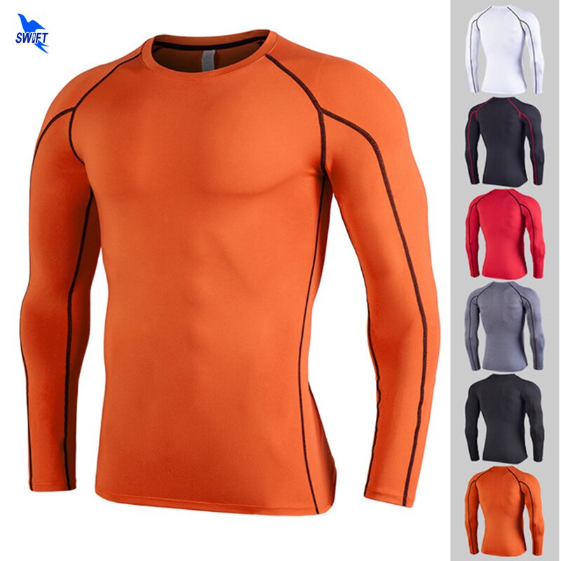 Men&#39;s Quick Dry Running T-Shirt Compression Shirts Long Sleeve Men Sport Jogging Fitness Sportswear Tops Training Suit