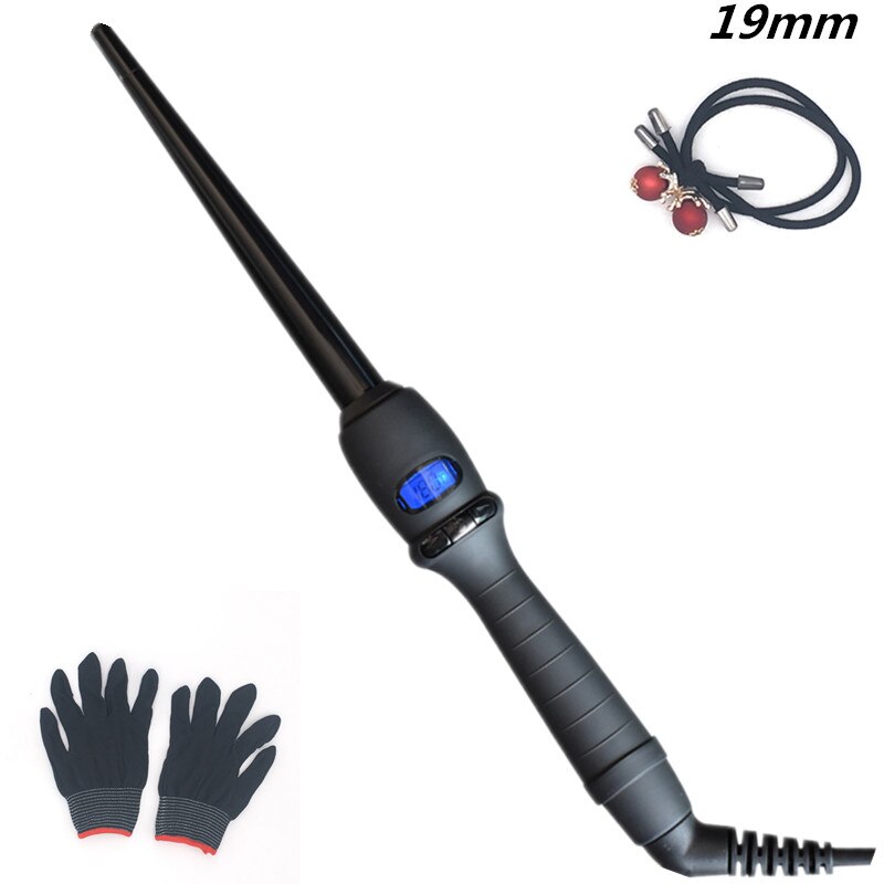 Moniteur LCD outils de coiffure en céramique fer à friser cheveux ondulation poire fleur cône cheveux électrique: 19mm