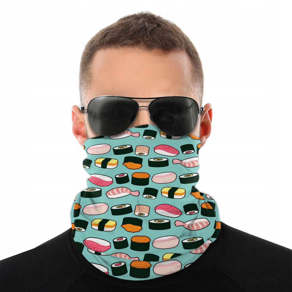 Yummy Sushi Illustrated Magic Scarf Half Face Mask Unisex Tube Mask Tubular Bandanas Polyester Headband Outdoor Hiking: Default Title