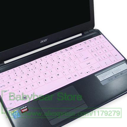 Laptop Keyboard Cover for Acer Aspire E 15 - Ultra-thin Silicone Protector - Waterproof & Dustproof: All Pink