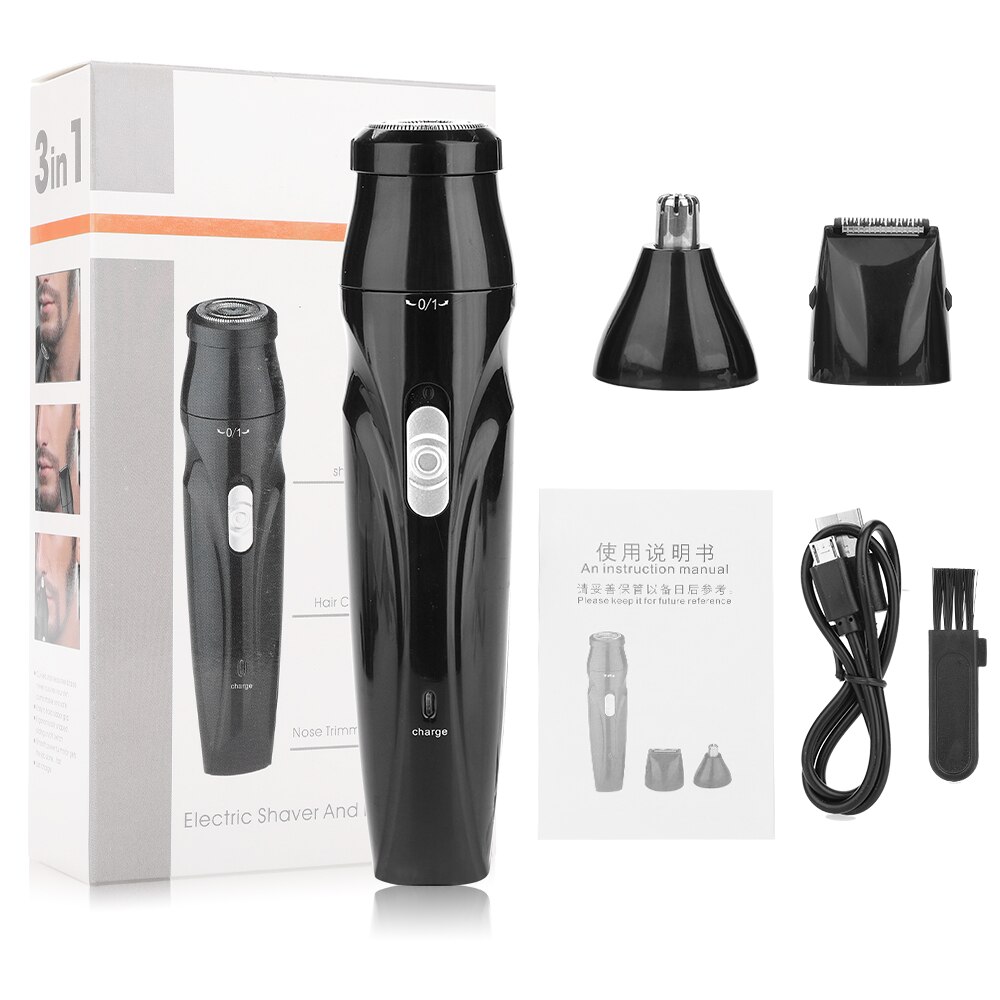 Rasoir électrique 5 en 1 Rechargeable par USB, pour le nez, les oreilles, les cheveux, les sourcils et la barbe: 3in1