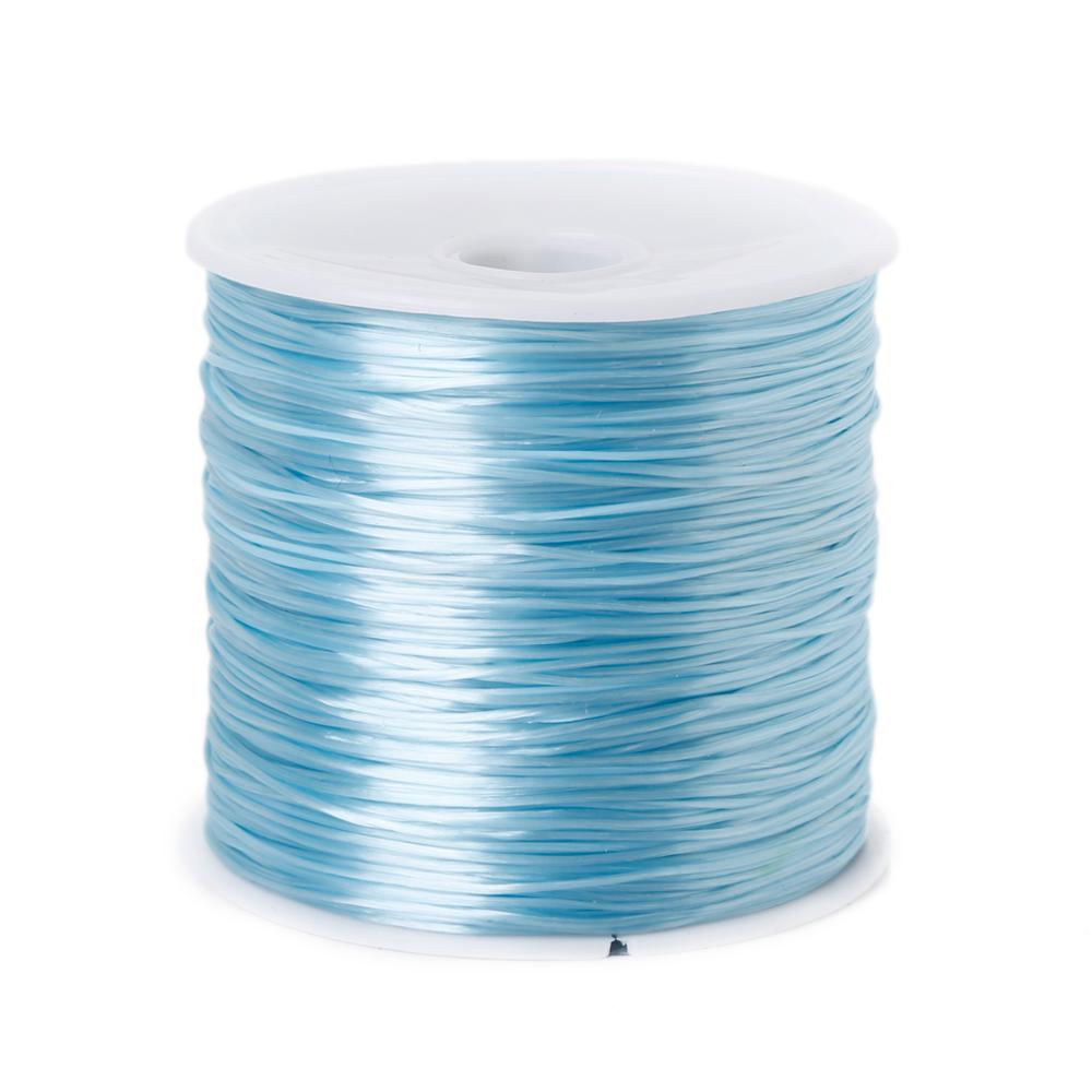 0.7mm 1 rol /50m elastische draad ronde kristallijn nylon rubber rekbaar koord voor het maken van sieraden kralen armband 15 kleuren: Meerblauw