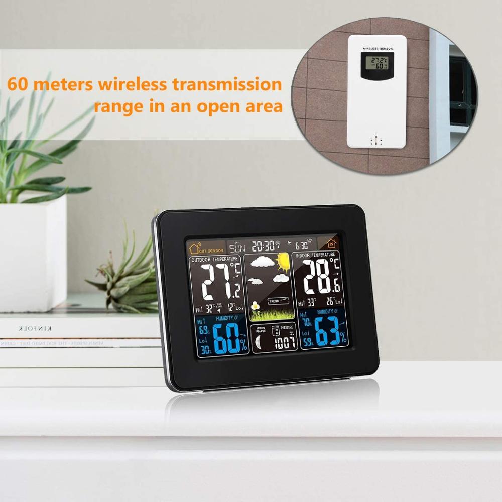 PT3365 Digital Color Forecast Weather Station Weather Clock with Alert and Temperature/Humidity/Barometer/Alarm/Moon Phase/Clock