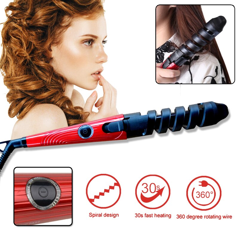 Hair Curler Irons Spiral Curling Wand Fast Heated Ceramic Wand Curling Magic Hair Crimper Iron Corrugation For Hair Styler Tool