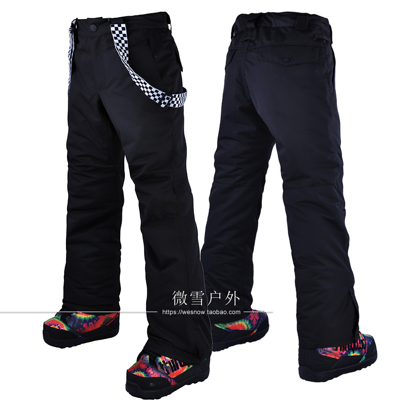 Mannen Ski Broek Merken Outdoor Sport Bretels Broek Mannen Winddicht Waterdichte Warme Winter Sneeuw Snowboard: Black / L