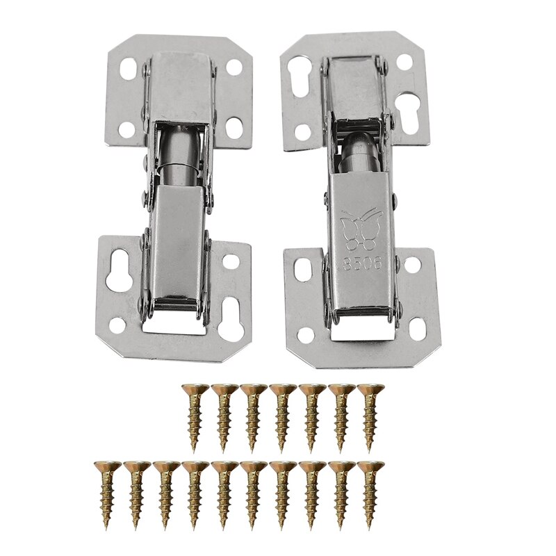 4Pcs Soft Close Kitchen Cupboard Cabinet Wardrobe 90degree Door Hinges &amp; Screws