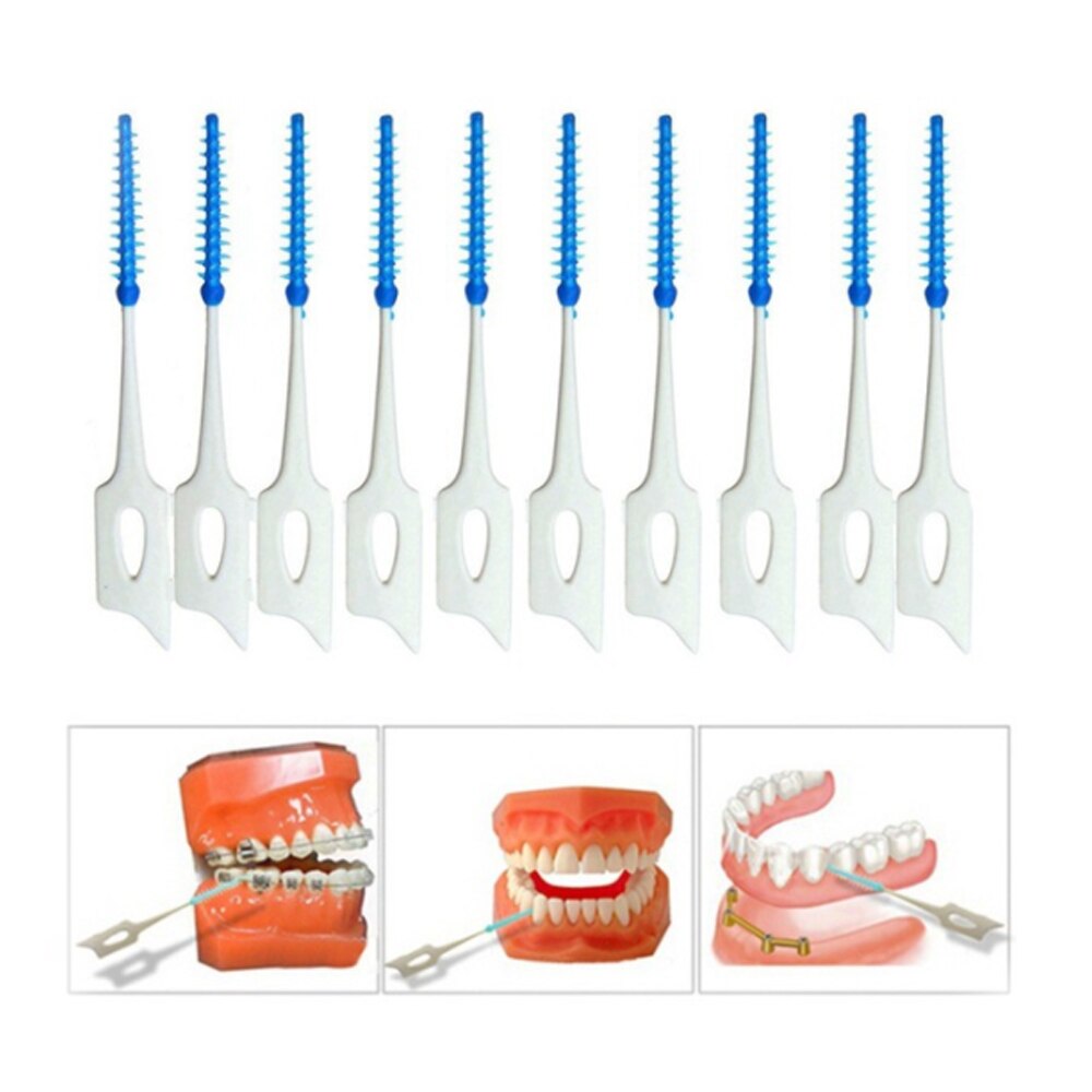 40 stk interdental børste tandtråd tænder mundtlig rene dobbelthoved tandstikker voksentandbørste tand mundplejeværktøj