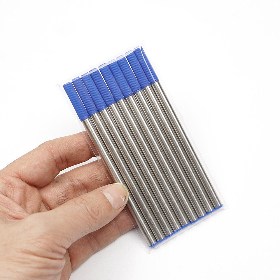 Metal Refills 0.7mm Black/Blue/Red ink for Roller Ballpoint Pen Business Pen Ball Pen Refills Office School Supply Stationery: 9pcs Blue ink