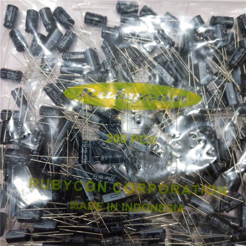 50Pcs/100Pcs Rubycon Px 220Uf 16V 6.3X11mm Elektrolytische Condensator Van Japan 105 Graden 16V220UF 1000-2000 Uur 220Uf/16V