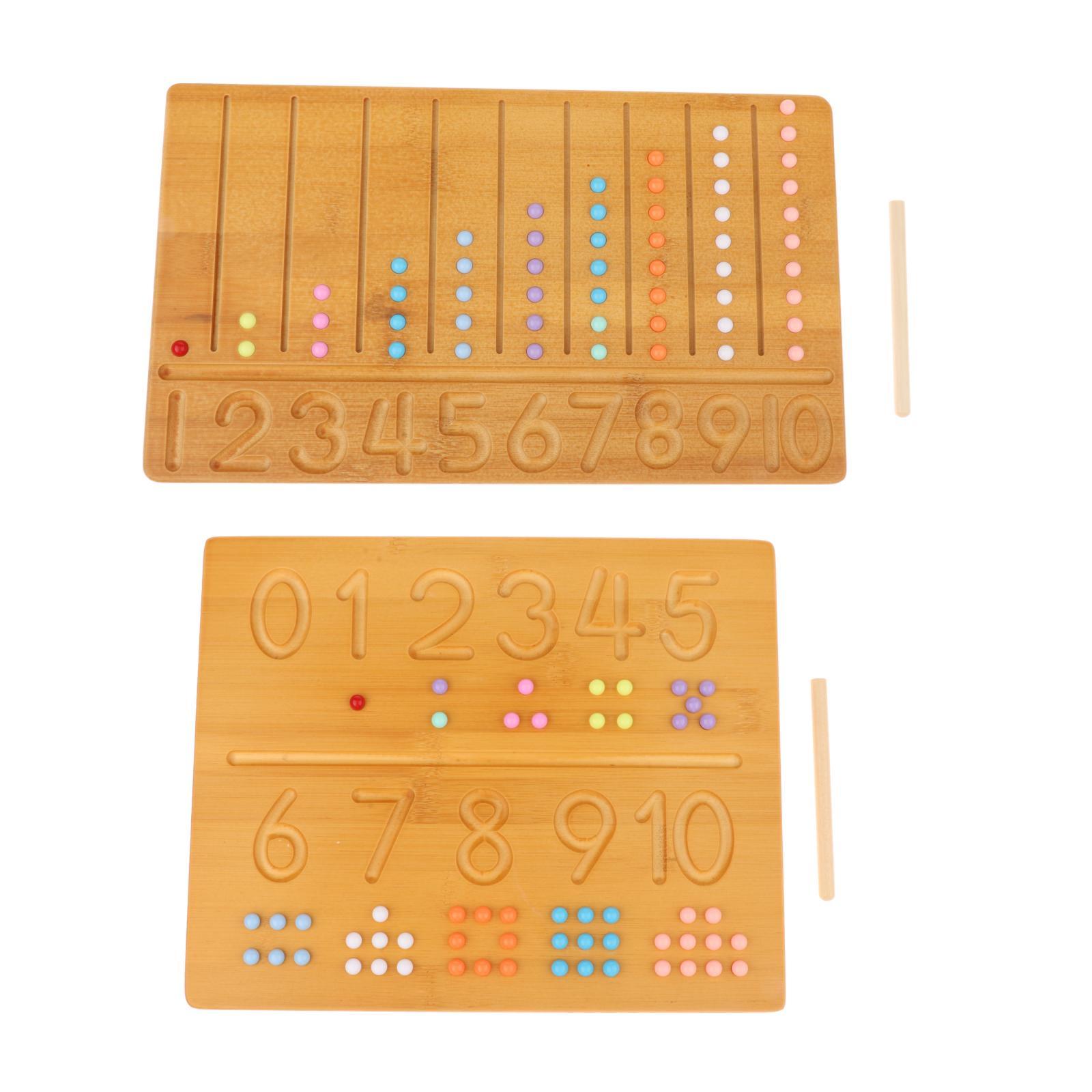 Wooden Number Tracing Board Toddler Math Sensory Toy of Learning 1-10