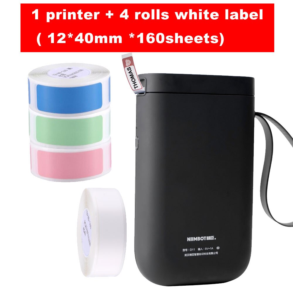 Niimbot D11 Draadloze Label Printer Draagbare Bt Thermische Label Printer Thuisgebruik Kantoor Snelle Afdrukken Printer: Black Package C