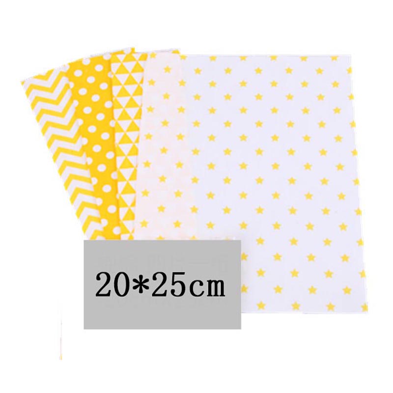 4 draps/ensemble 20x25CM coton Patchwork vêtements tissu accessoires de couture tissu d'impression florale matériel bricolage à la main couleur mélangée: 5 Yellow dot