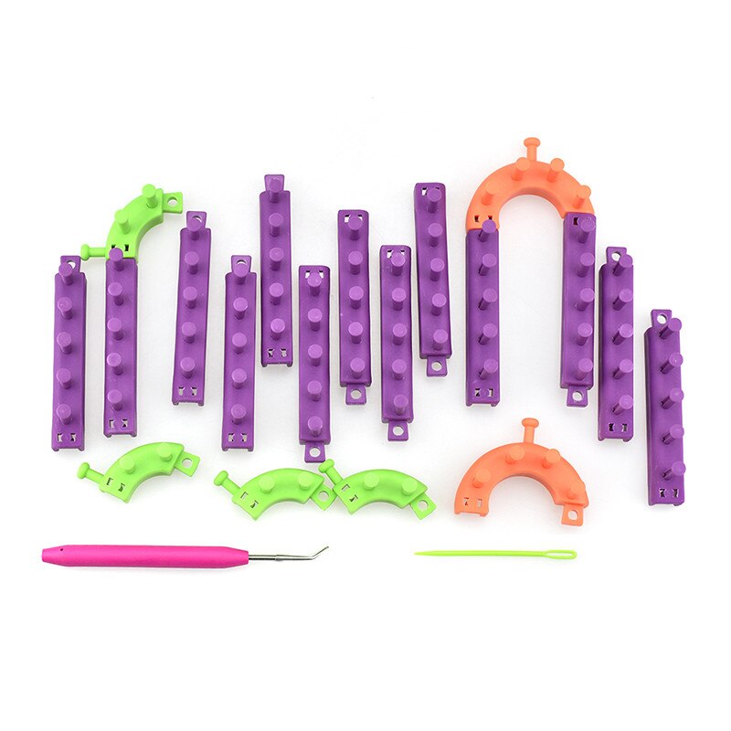 Knitting Loom DIY Spliced Loom Braided Frame Child Educational Long Ring Set with Hook Needles Knitting Woven Scarves Hats Socks