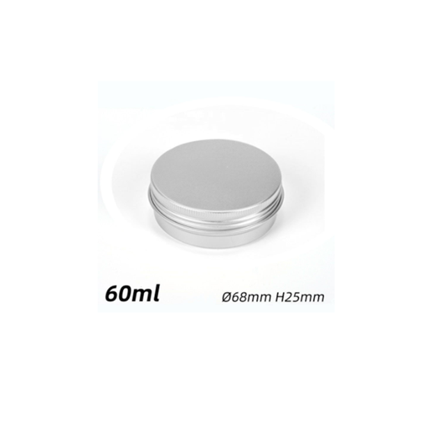 5ml-250ml kosmetiske aluminiumsdåser aluminiumskasser sølv aluminiumsdåser dåser skruetop rund lys krydderi dåser dåser lågbeholdere: 60ml