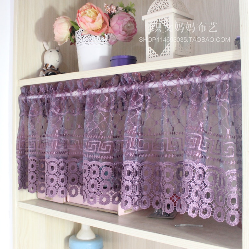 Europæisk stil lilla vandopløseligt blonde gardin til køkken halvt vindue valance gardiner stilarter cafe kort panel gardin