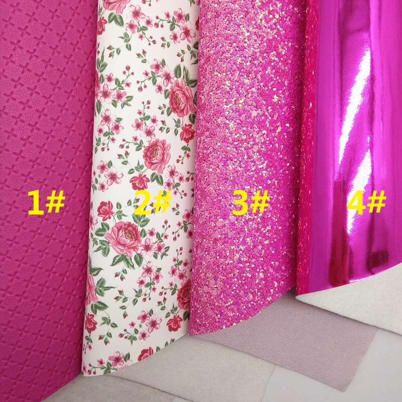 ROSE Glitter Stof, Patent Synthetisch Leer, bloemen Faux Stof Lakens Voor Boog A4 21x29CM Twinkling Ming XM014C: 1 set