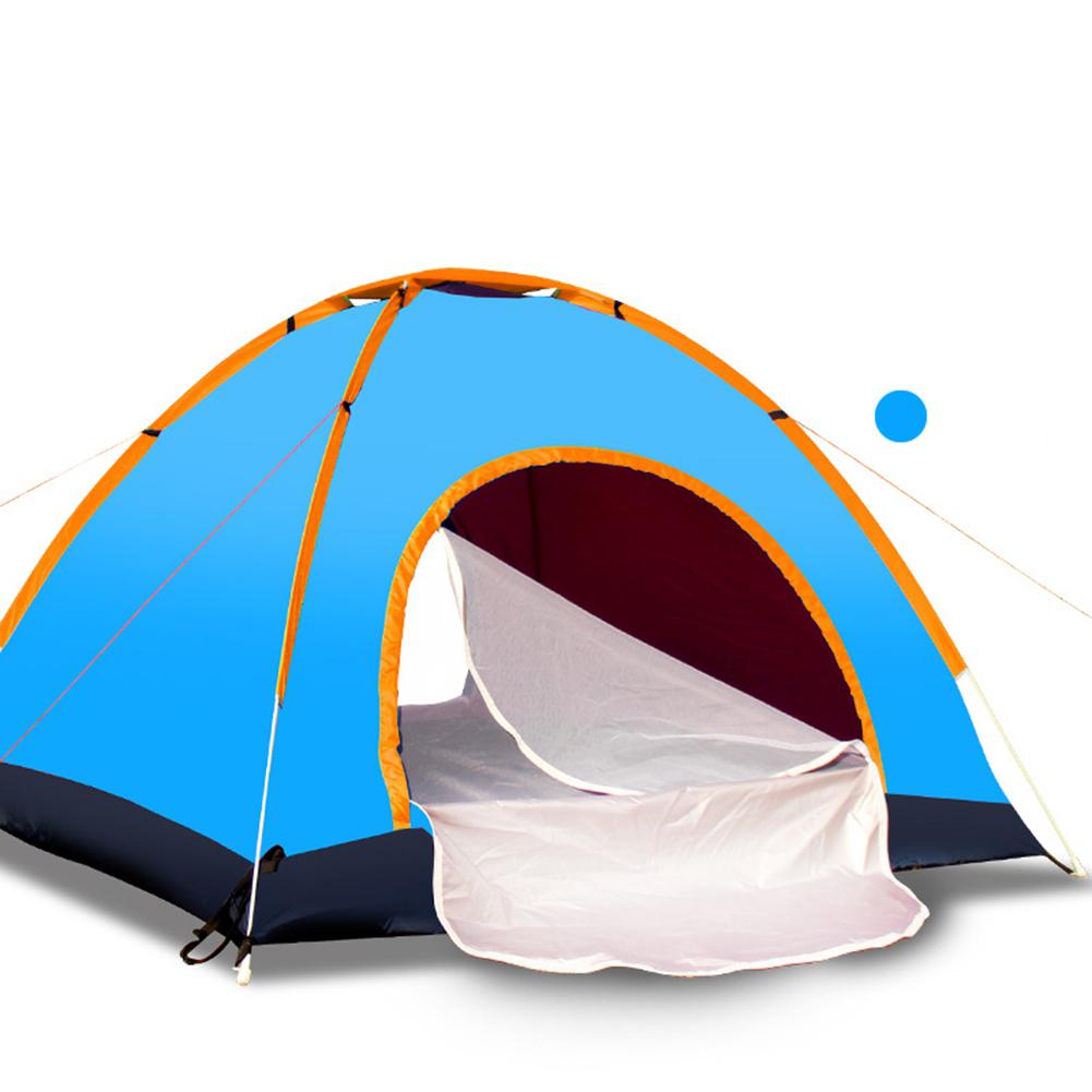 Outdoor Tent 3-4 person Waterproof Automatic Quick-opening Camping Double Layer Tent for Outdoor Travel Hiking: Lake blue