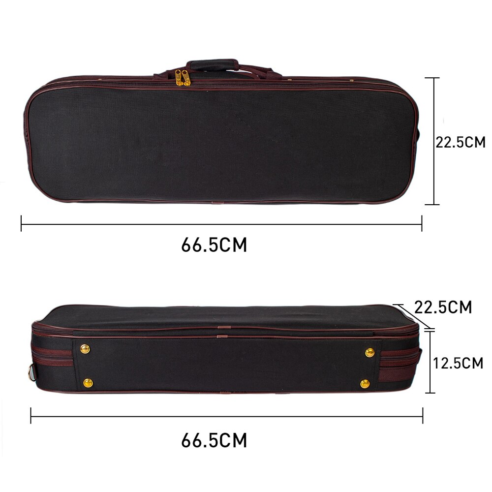 1/2 Full Size Violin Case Carrying Bag Oblong Shape Hard Case with Plush Lining Hygrometer Shoudler Straps