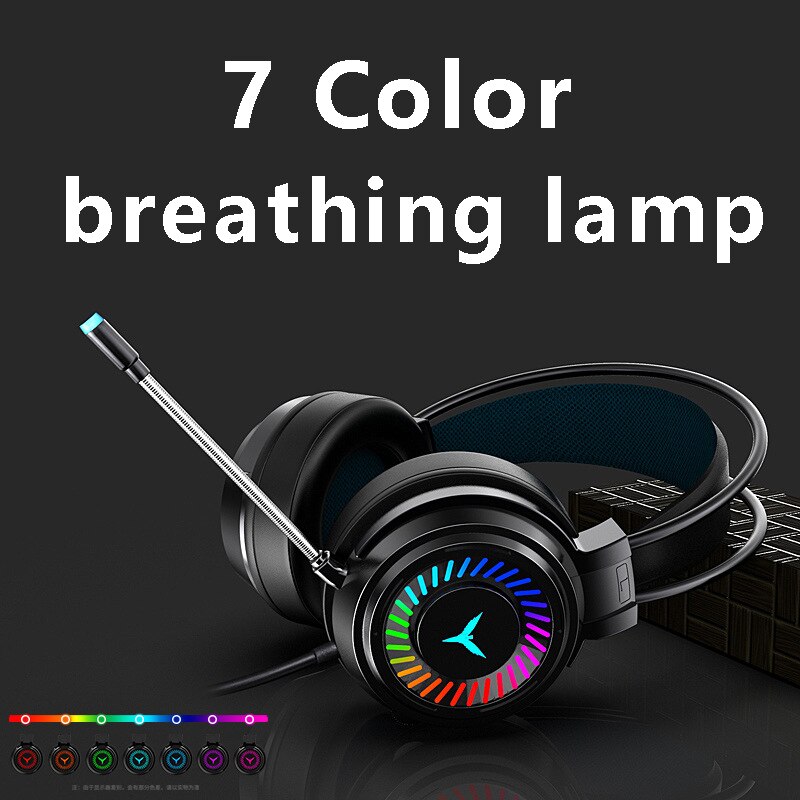 Gamer Headsets Gaming Headphones with Mic Surround Sound Stereo USB Colourful Light Wired Earphones for PC Laptop