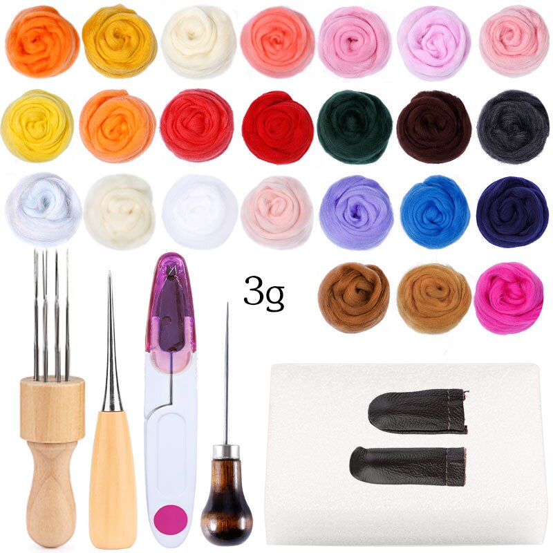 IMZAY-Kit de fieltro de aguja 2g/3g, materiales de tela de fibra de lana, herramientas, conjunto de accesorios, paquete artesanal hecho a mano para principiantes: 3g