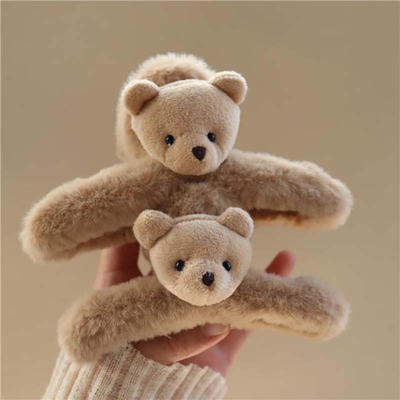 Horquilla de felpa de oso bonito para mujer, pinzas para el cabello grandes con Kawaii, pinzas grandes a la , accesorios para el cabello , para niñas 2023