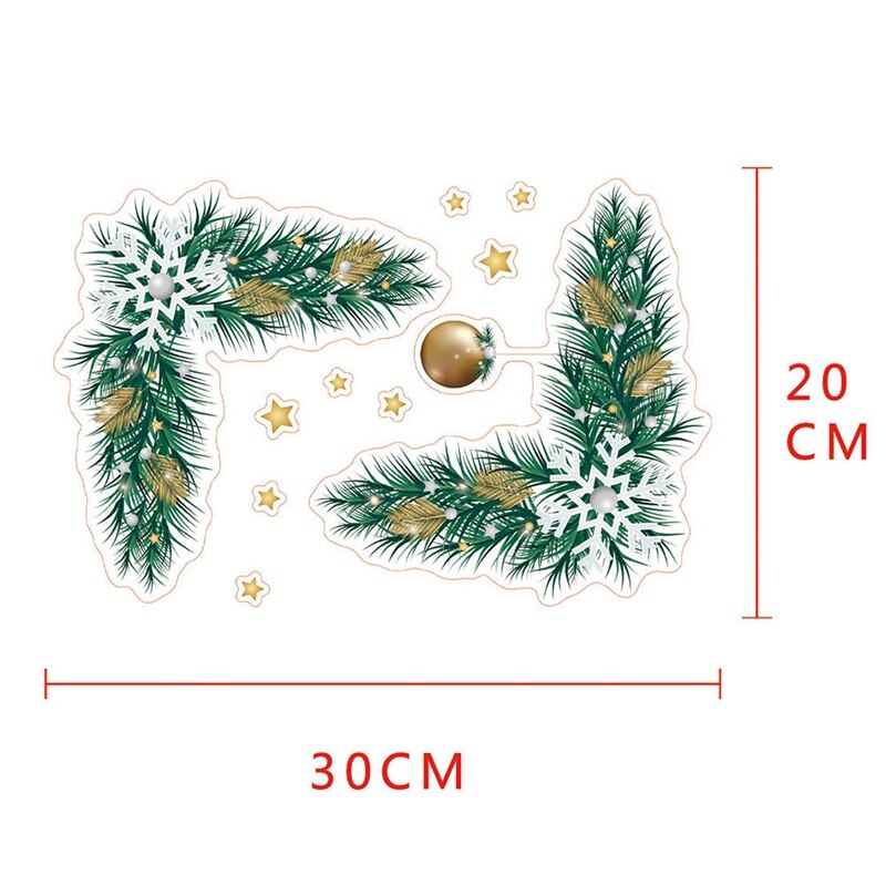 Christmas Green Plant Twig Bell Wall Sticker Simulation Plant Affixed Toilet TV Background Decor Wall Window Decoration Stickers: H01