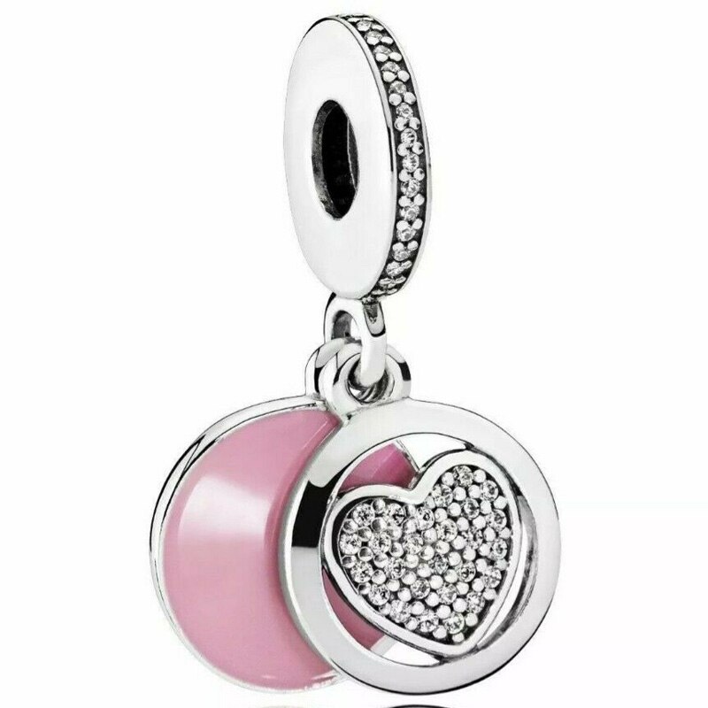 Pandora sparkling rosa & azul cristal disco coração árvore da família pingente contas 925 prata esterlina encantos caber pulseira jóias diy: 3
