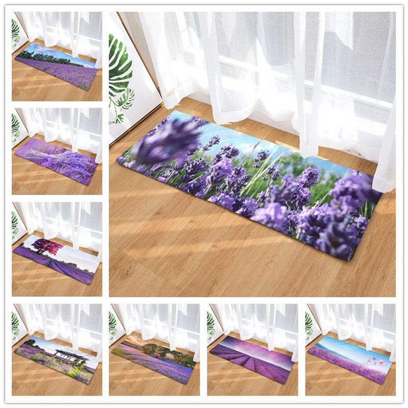 Peinture à la lavande antidérapante flanelle | 40x60cm, tapis de salle de bain, d'absorption d'eau, tapis de sol, tapis de porte, directe