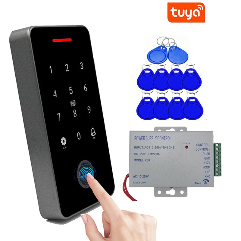 Outdoor IP67 Waterproof TUYA Access Control Keypad RFID 13.56MHZ Standalone Rfid Fingerprint Reader