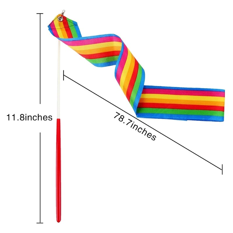 1PC 2m arcobaleno palestra nastri da ballo ritmica nastri da ballo stelle filanti per bambini adulti danza artistica accessori per ballerini