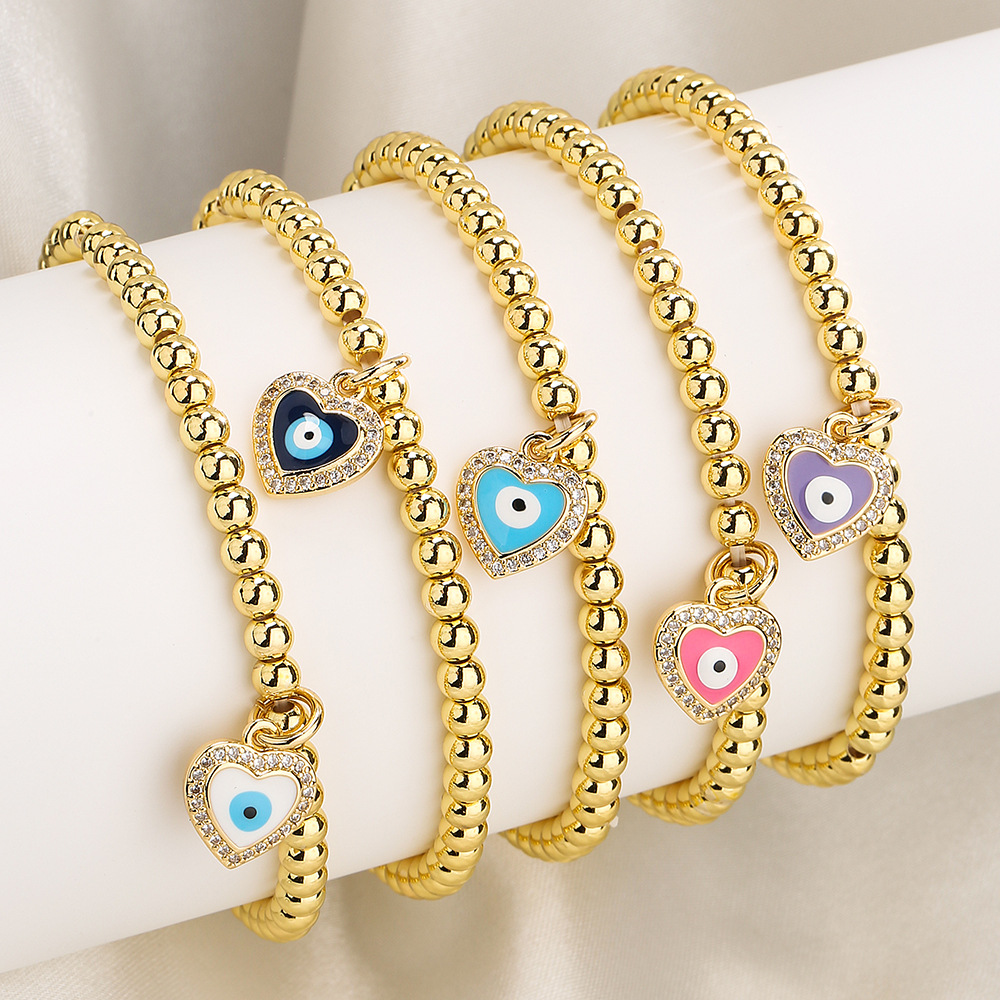 Kleurrijke Zirkoon Turkse Evil Eye Armbanden Bohemian Olie Druipen Hanger Armbanden Dating Sieraden