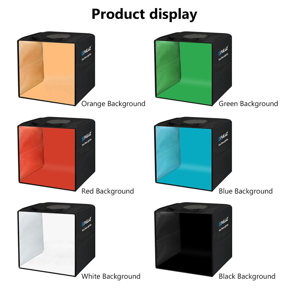 Puluz Photo Studio Lightbox Portable Photography Lighting Box Ring Led Softbox Shooting Tent Box Kit 6 Colors Backdrops Photobox