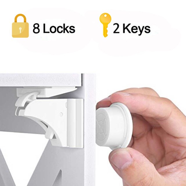 Serrure magnétique pour enfants 12 + 3 pièces | Verrou de sécurité pour bébé, verrou de porte d'armoire, limiteur de sécurité infantile: PJ3214B