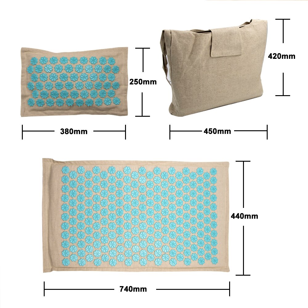 Lotus Acupressure Mat Set Back Body Massage Mat with Pillow Coconut Fiber Pain Relief Shiatsu Massage Cushion Yoga Mat Spike