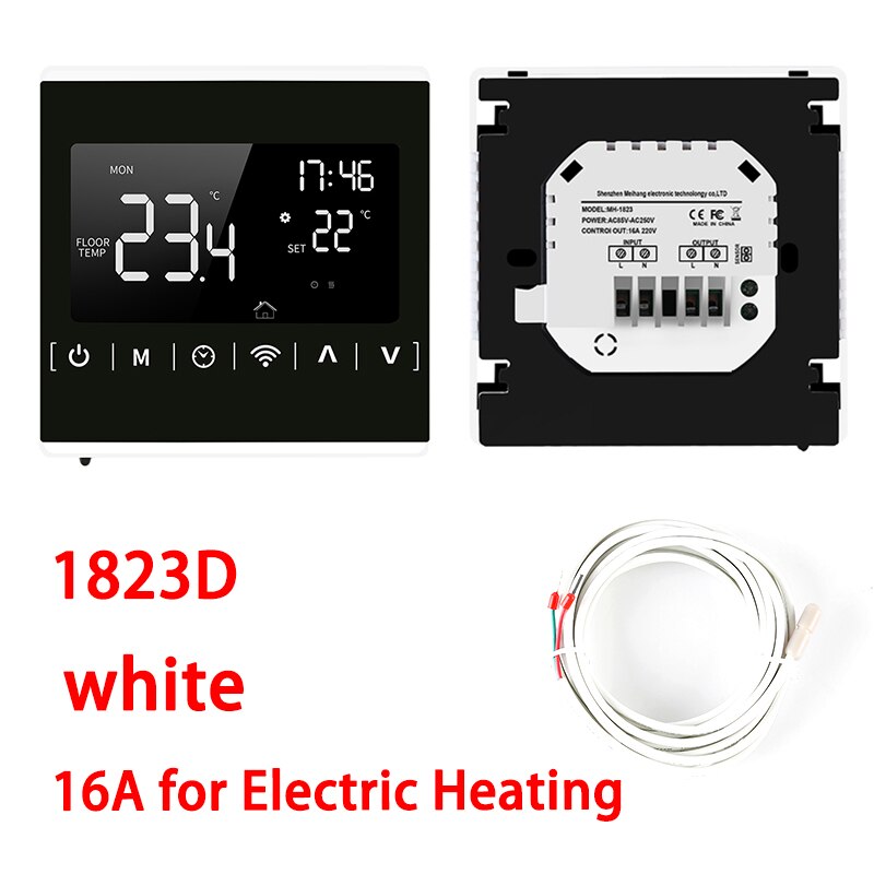 Smart Temperature Control System LCD Touch Screen for Electric Floor Heating Water/Gas Boiler Temperature Remote Controller: 1823D white / NO WIFI