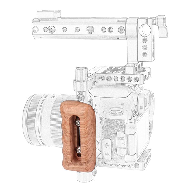 CAMVATE Wooden (Right &amp; Left) Handles With 1/4&quot;-20 Mounting Groove For DSLR Camera Cage Rig/DV Video Cage Rig Support System: right