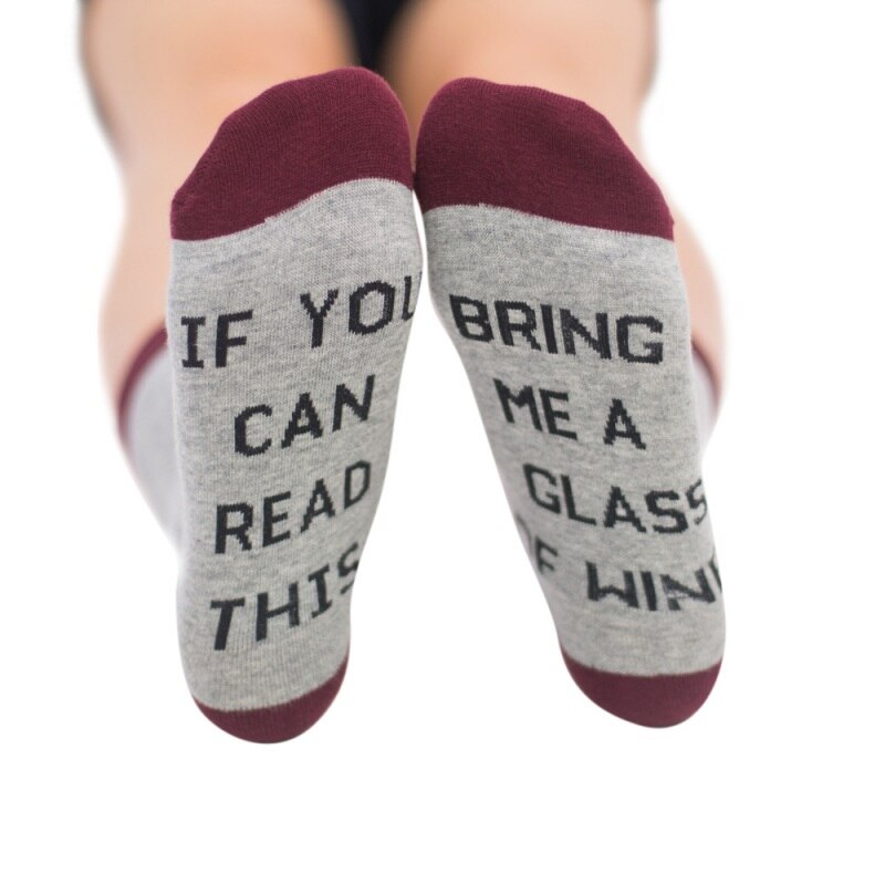 Men Women Wine socks Printed Letter If You can read this Bring Me a Glass of Wine Letter Printed Socks Sport Socks: HJR