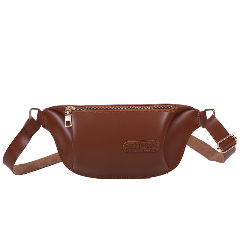 Taille Verpakking Vrouwen Pu Leer Mode Fanny Pack Effen Kleur Dames Rits Borst Zak Meisje Reizen Banaan Riem Tas mini Portemonnee: Browm waist bag